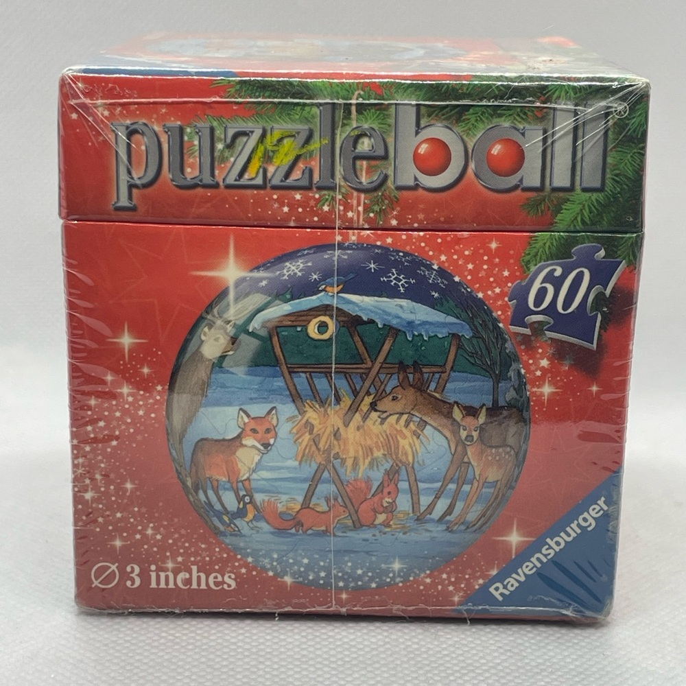 Christmas Tree Puzzle Ball 3D Round Ornament Ravensburger 60 Piece 3” NWT Sealed